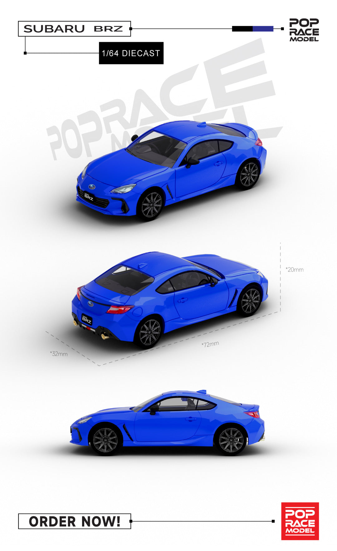 **PRE ORDER** - 1/64 Subaru BRZ 2022 - WR Blue